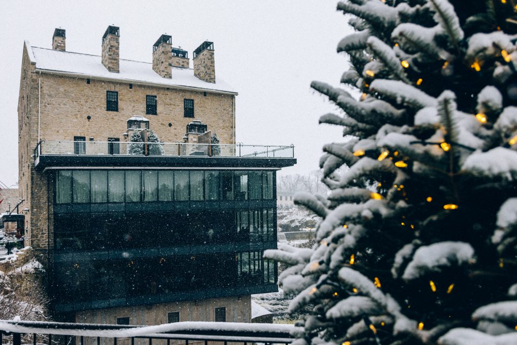 View of the restaurant in winter